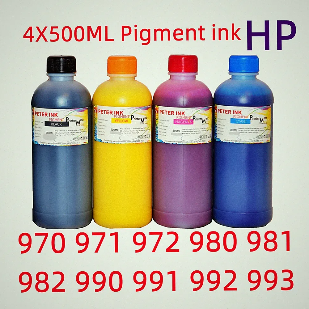 4X500ML Pigment Ink For HP 970 971 972 980 981 982 990 991 992 refillable carts