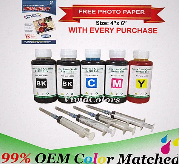 500ml 4 color bulk Ink refill ink kit w syringe for ALL HP printers inkjet