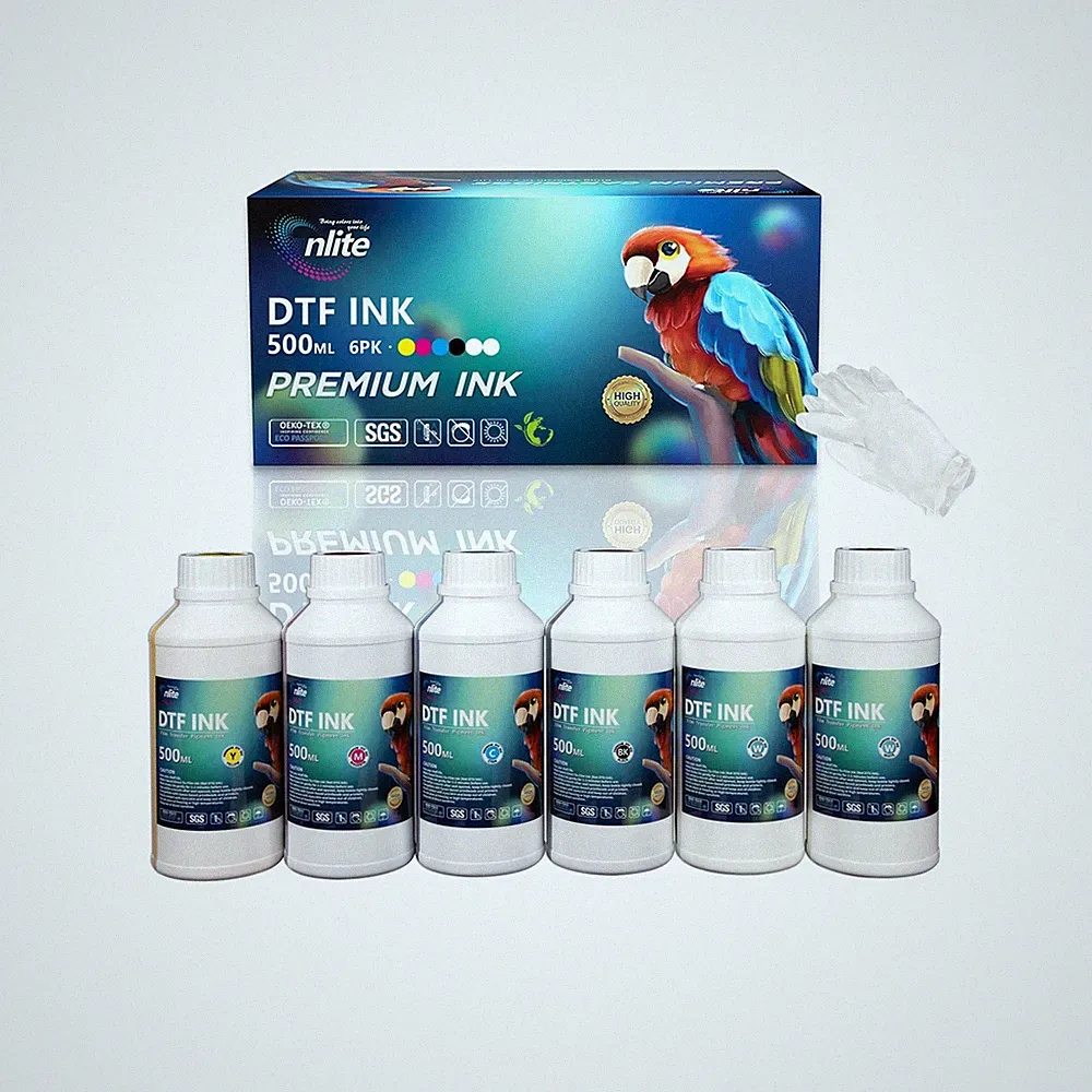 Enlite Premium DTF Ink 500ML Combo Pack, Pigment Ink for PET Film Heat Transf...