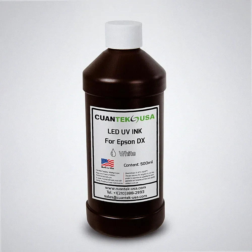 LED UV Curable WHITE Ink 500ml for Epson L800 i3200 DX5 XP600 heads MADE IN USA