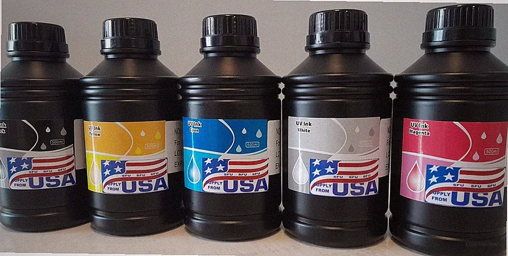 SFU Led UV ink Curable 5 x 500ml Flatbed Printer L800 L1800 R1390 R1400 DX5 DX7